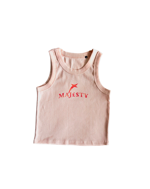 Ribbed Crop Tank Top - Peachy Pink